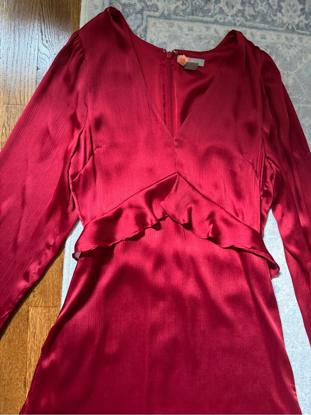 H&M Deep Red Ruffle Midi Dress - Picture 2 of 3